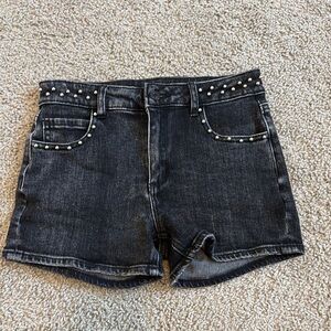 Tractr Black High-Waisted Studded Shorts